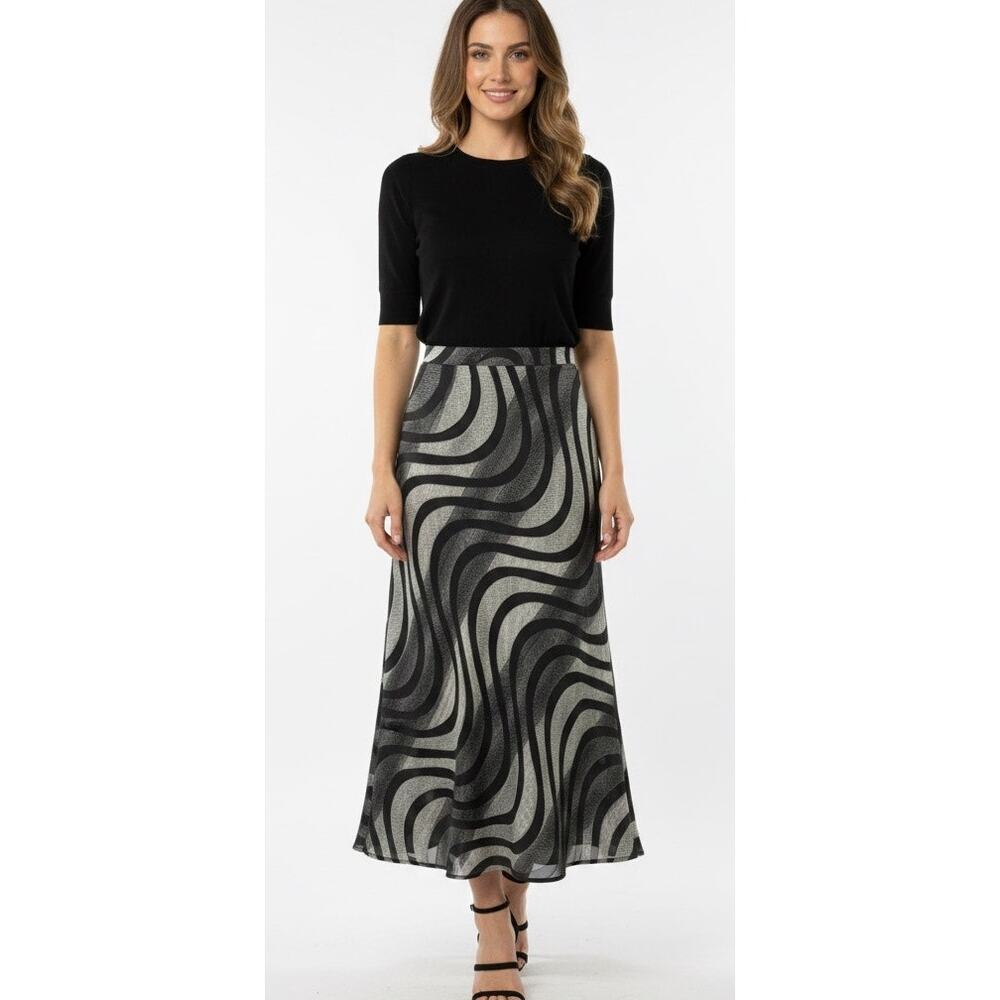 Vintage Y2K Bentley Arbuckle Geometric Print Burnout Style Flared Trumpet Skirt